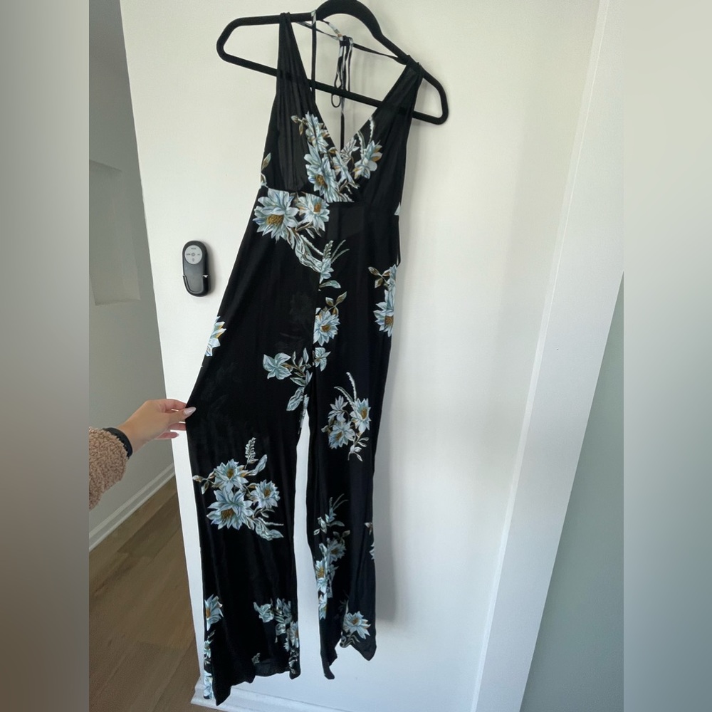Black floral jumpsuit